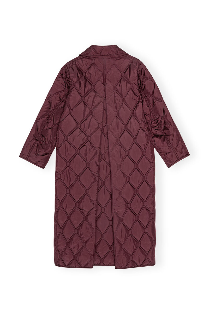 Red Ripstop Quilt Asymmetric Coat, Recycled Polyester, in colour Port Royale - 2 - GANNI