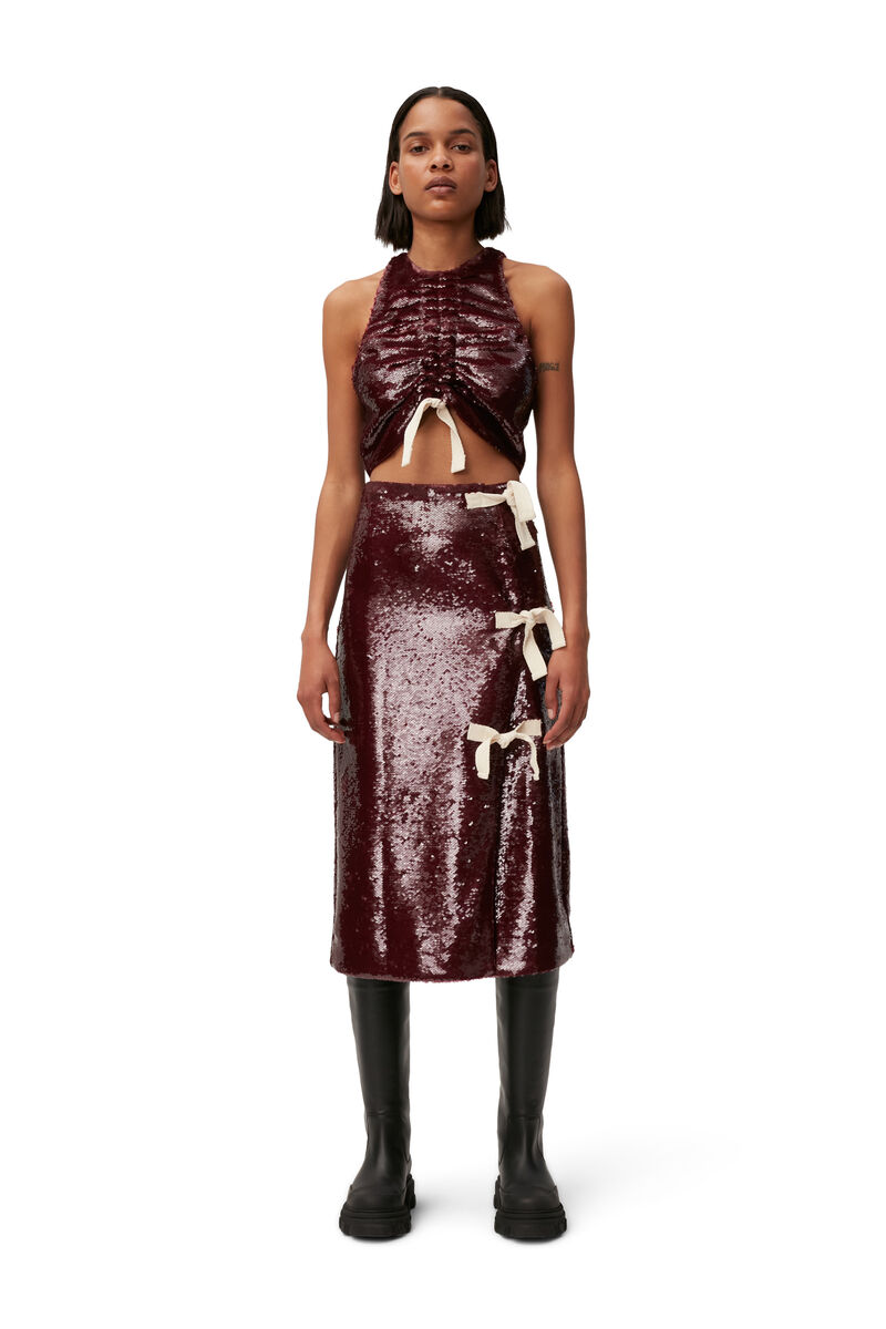 Sequins Top, Recycled Polyester, in colour Port Royale - 1 - GANNI