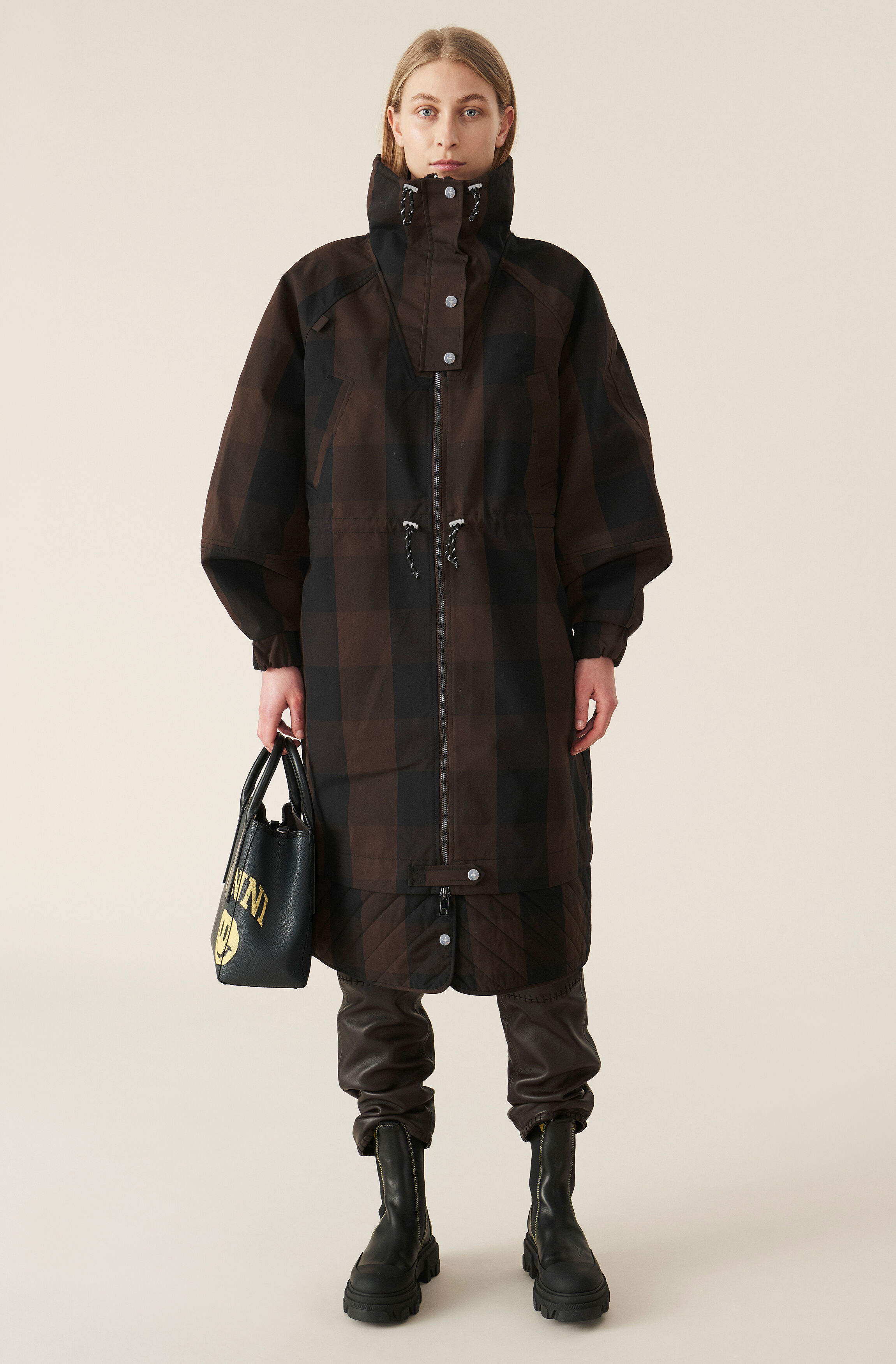 Ganni double cotton coat clearance
