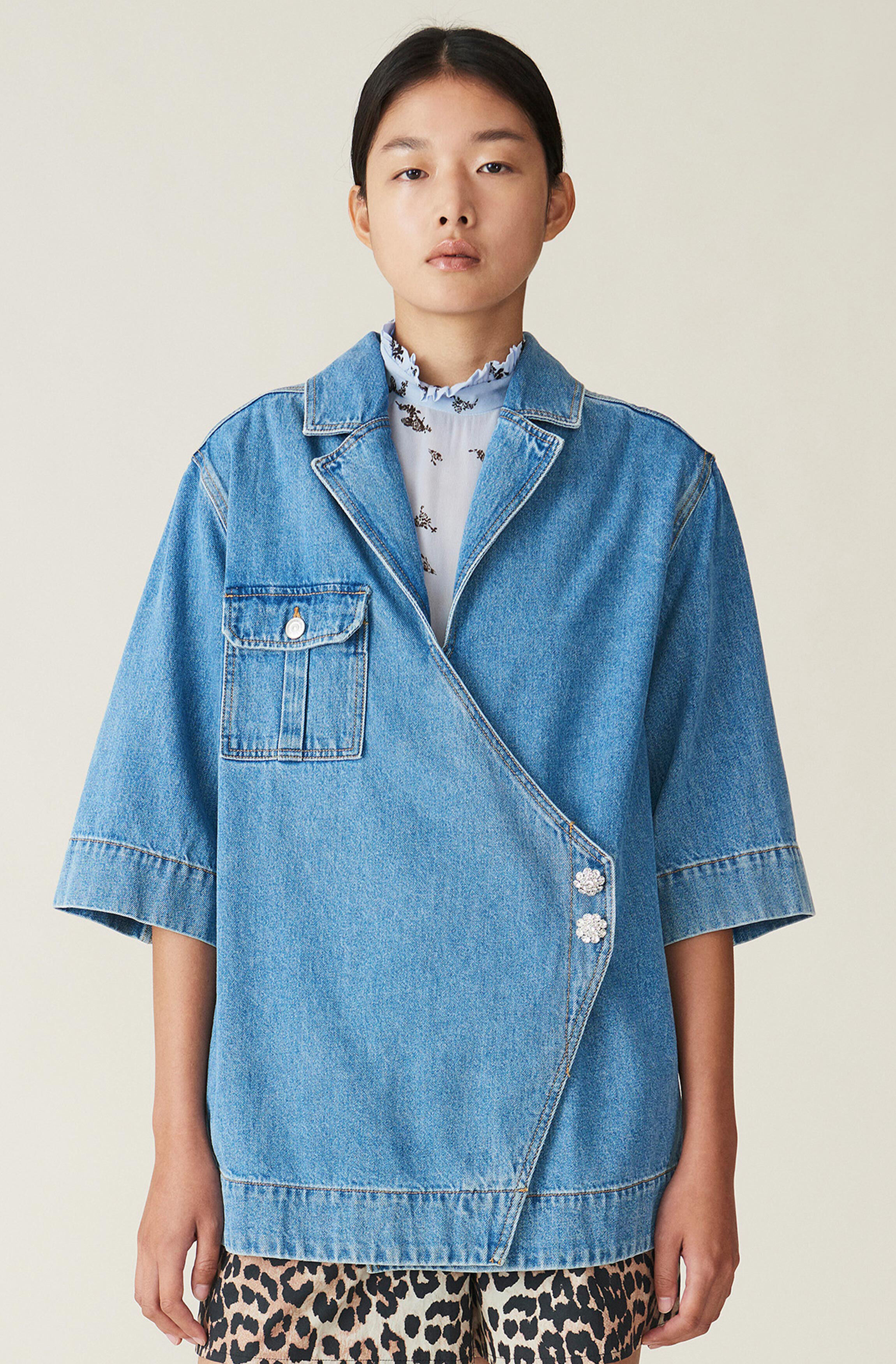 ganni washed denim dress