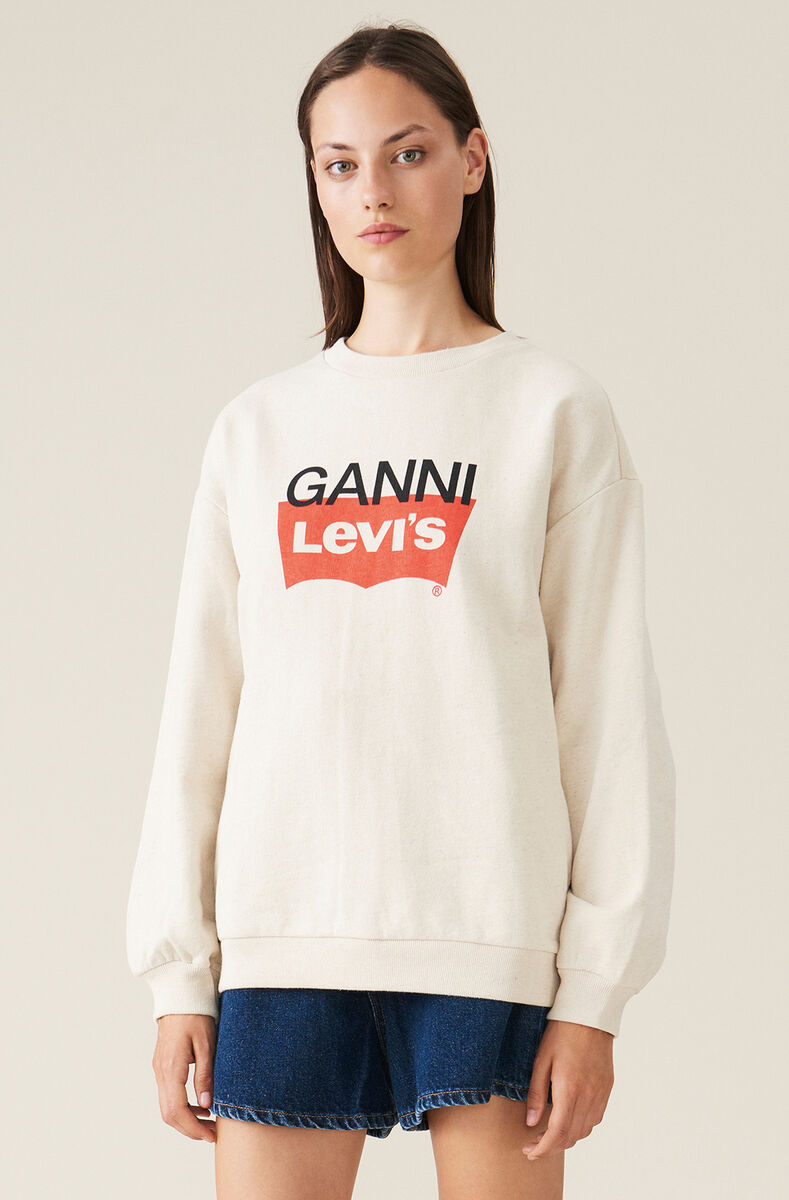 Levi’s® x GANNI Snapback Isoli Sweatshirt, Cotton, in colour Nature - 1 - GANNI