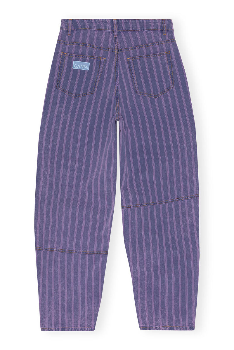 Purple Striped Stary Jeans, Cotton, in colour Mid Blue Stone - 2 - GANNI