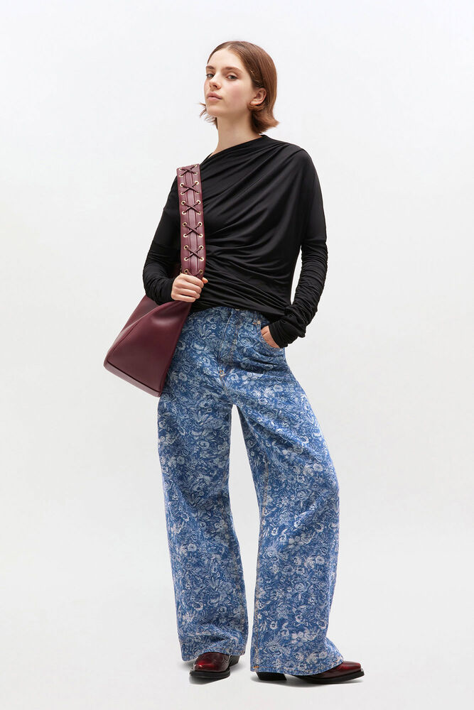 Blue Tapestry Baggy Jeans, Mid Blue Stone