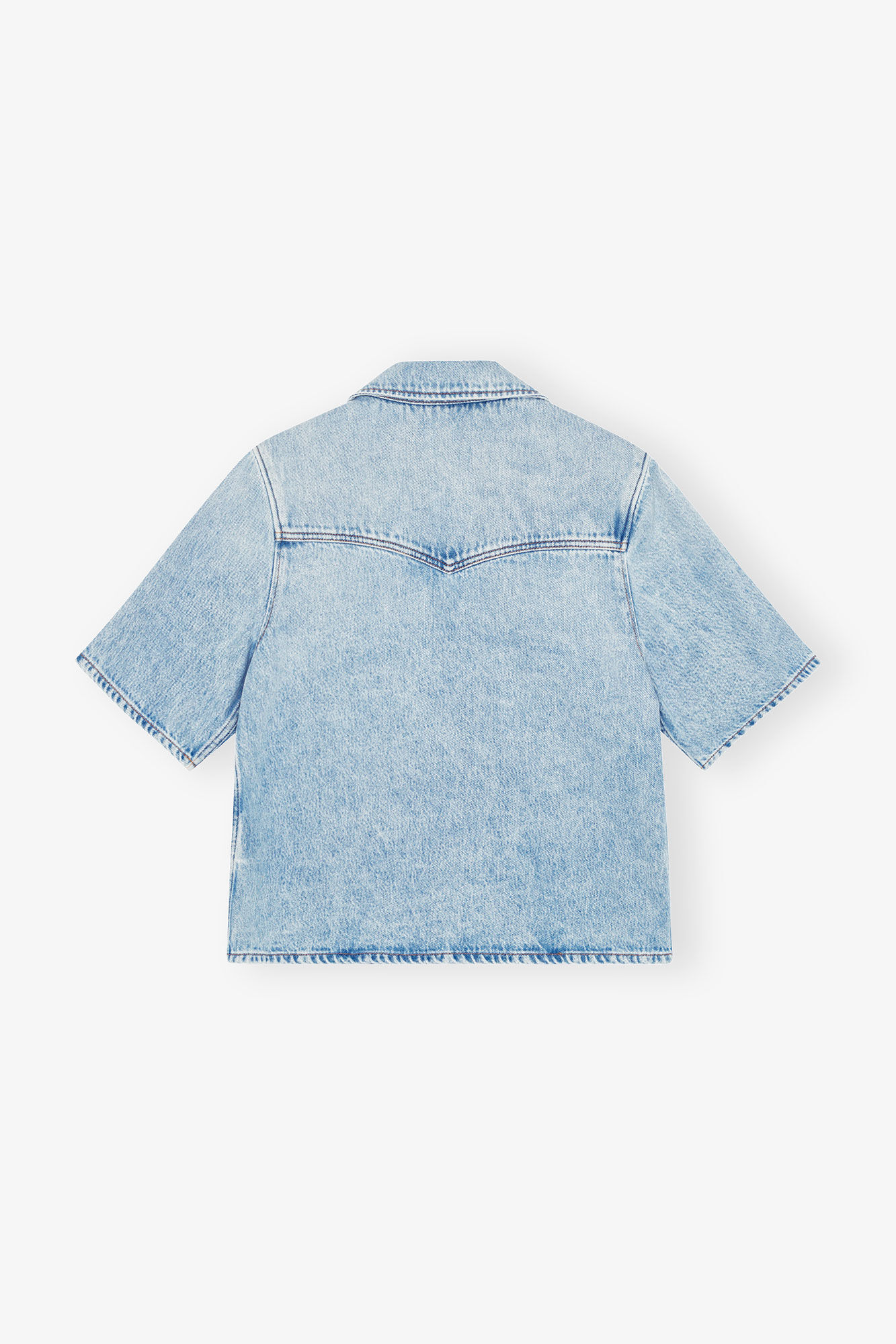 Light Blue Denim Shirt, Lyocell, in colour Light Blue Stone - 2 - GANNI