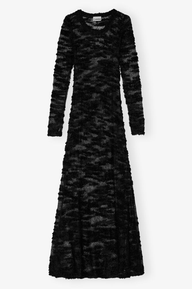 Black Boucle Maxi Dress, Black