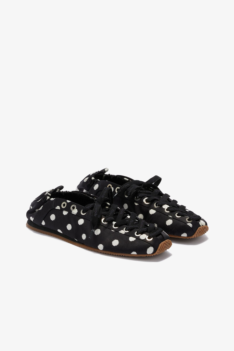 Lace Up Sporty Ballerina in Black Polka Dot, in colour Black - 2 - GANNI