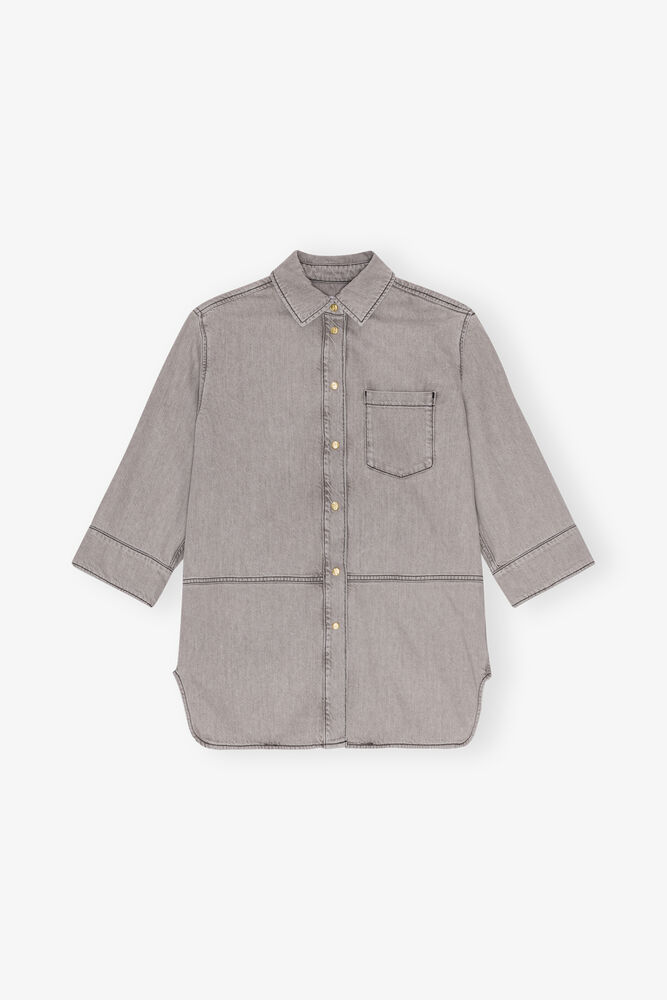 Grå Future Denim Oversized Skjorta, Gray Quill