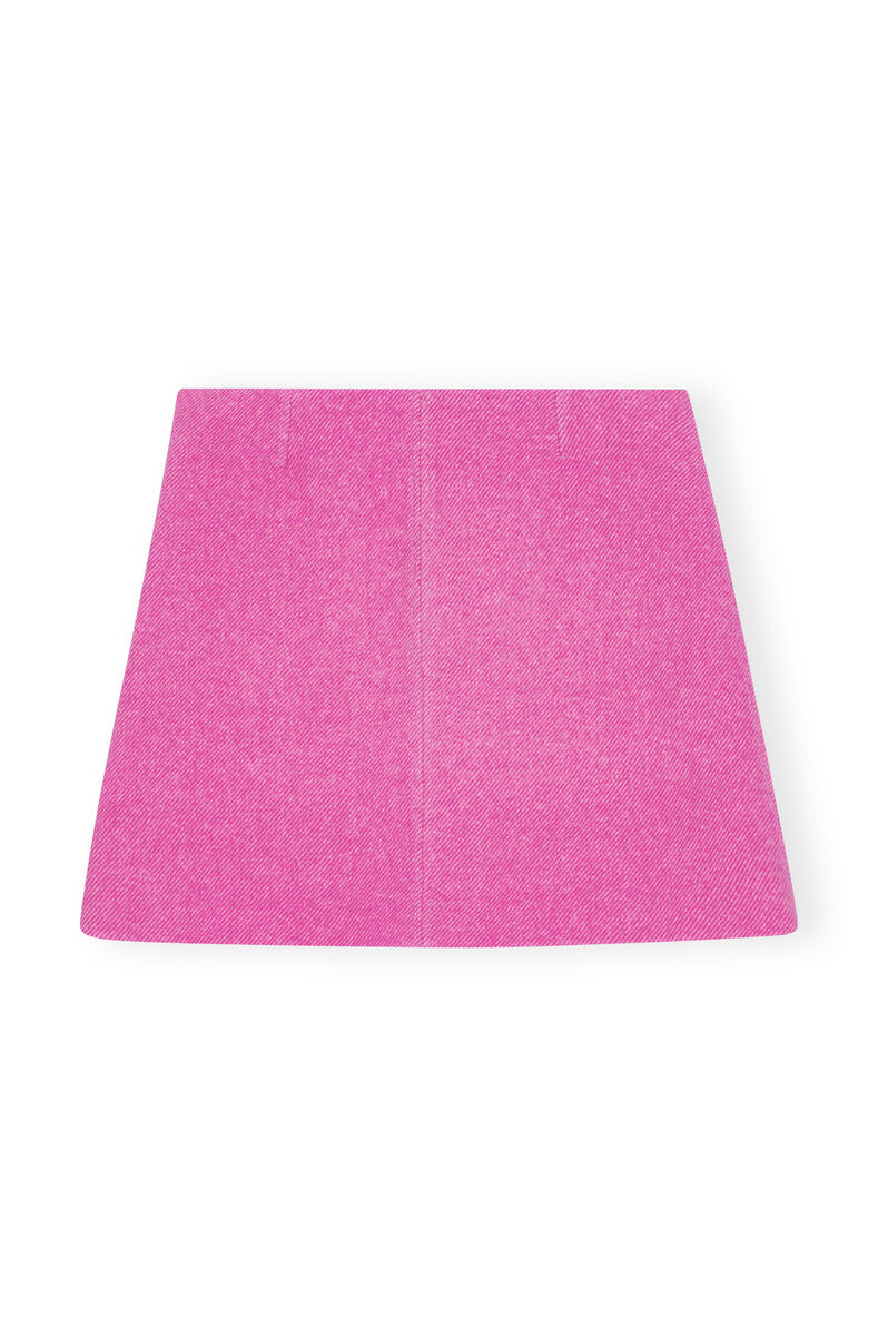 Pink Twill Wool Suiting Mininederdel, Polyamide, in colour Fiji Flower - 2 - GANNI