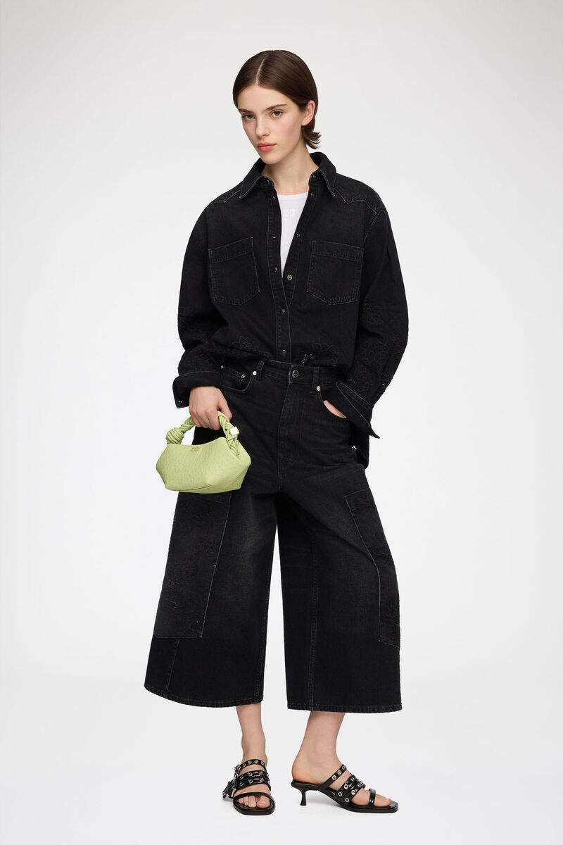 Mini Bou taske i gr&oslash;n ostrich, Recycled Polyester, in colour Lily Green - 2 - GANNI