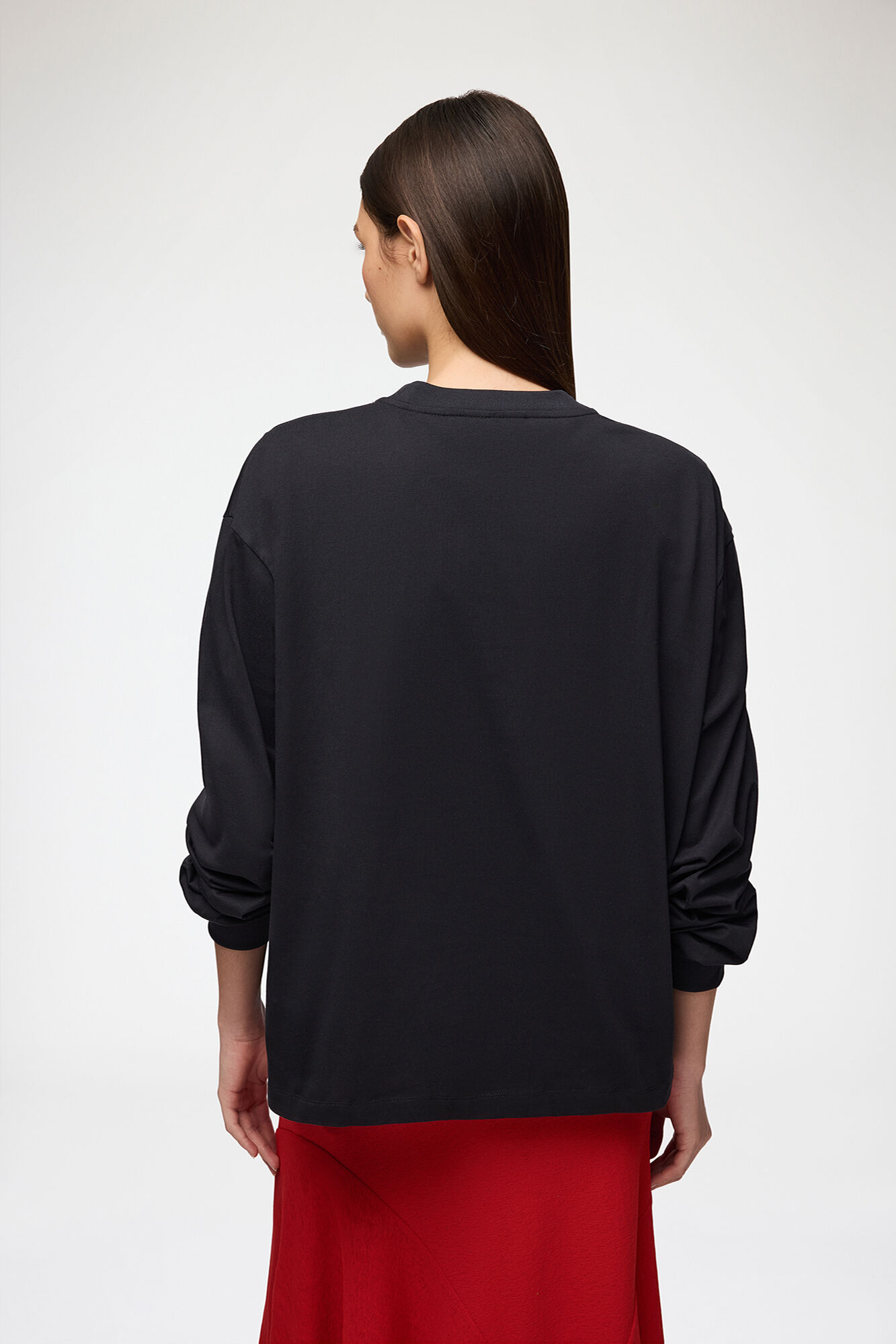Essential Basic Long-sleeve, Organic Cotton, in colour Phantom - 3 - GANNI