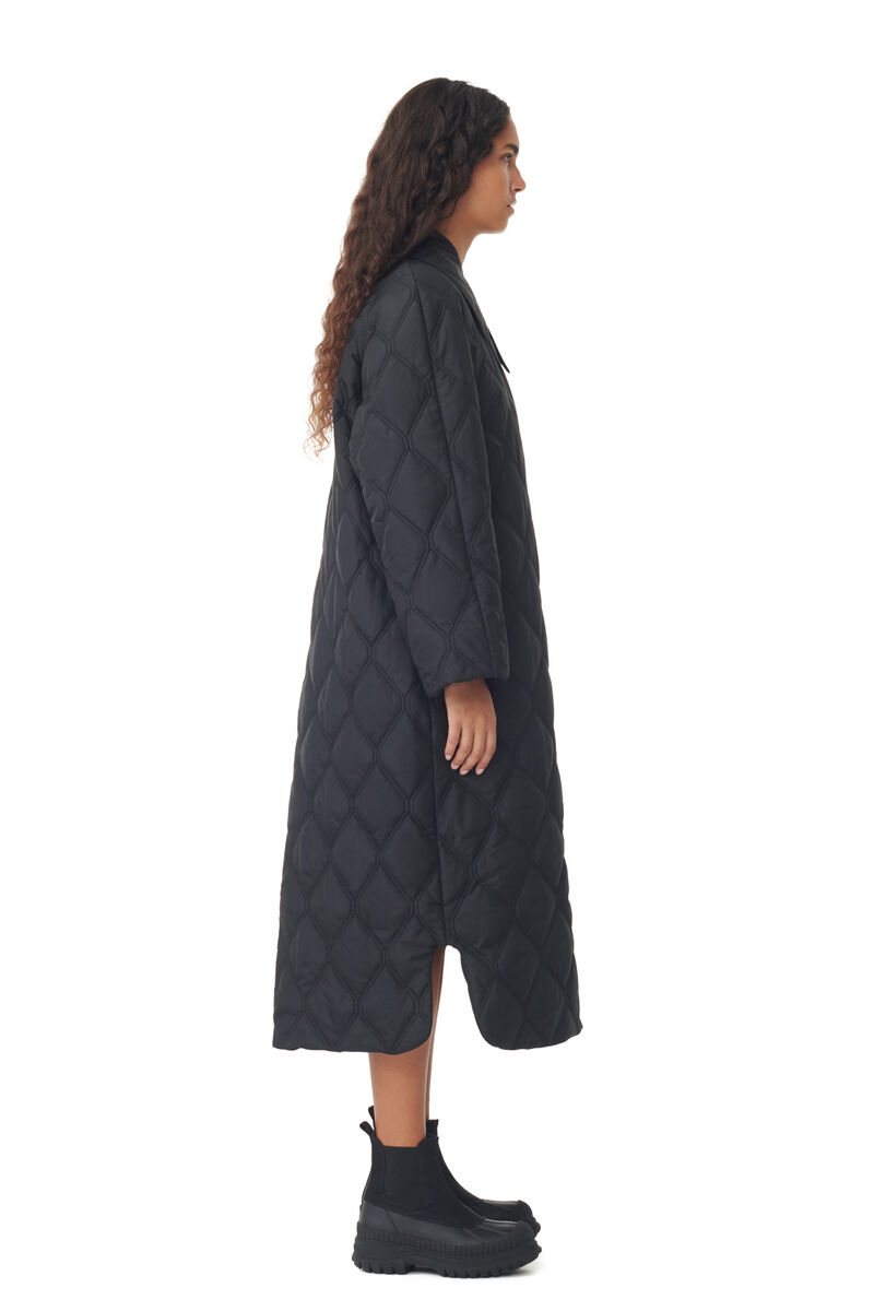 Ripstop Quilt Coat, Recycled Polyester, in colour Black - 3 - GANNI
