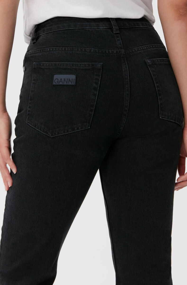 Jean Betzy cropped, Cotton, in colour Washed Black/Black - 4 - GANNI