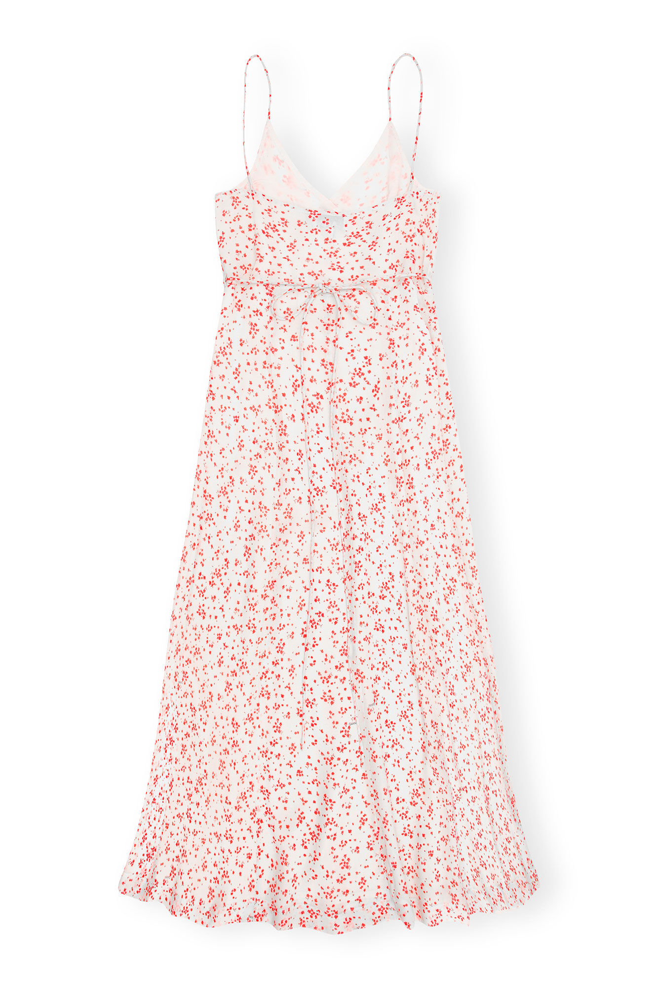 Printed Georgette Strap Wrap Dress, Viscose, in colour Egret - 2 - GANNI