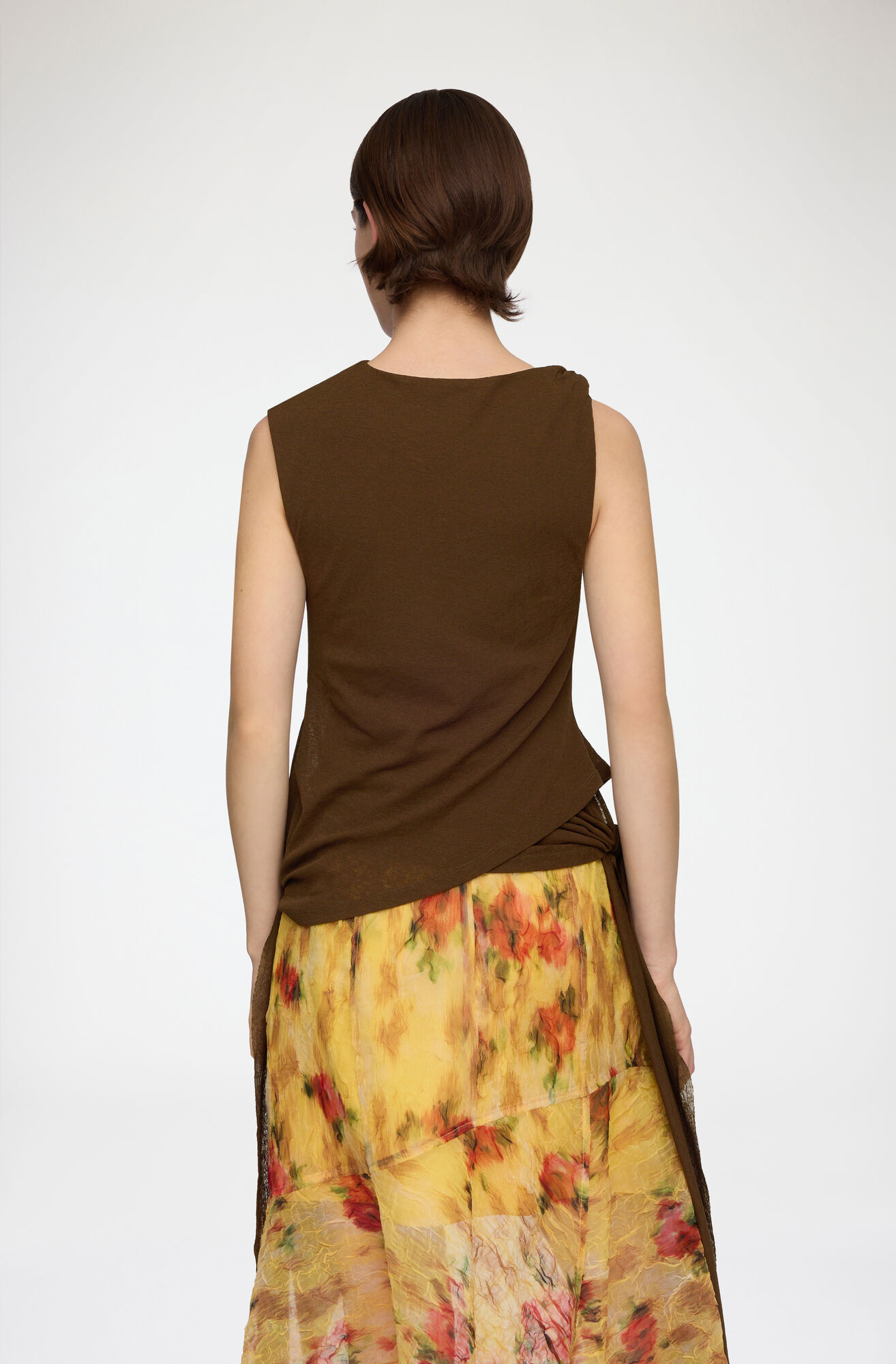 Top i marl mesh, Recycled Polyester, in colour Demitasse - 3 - GANNI