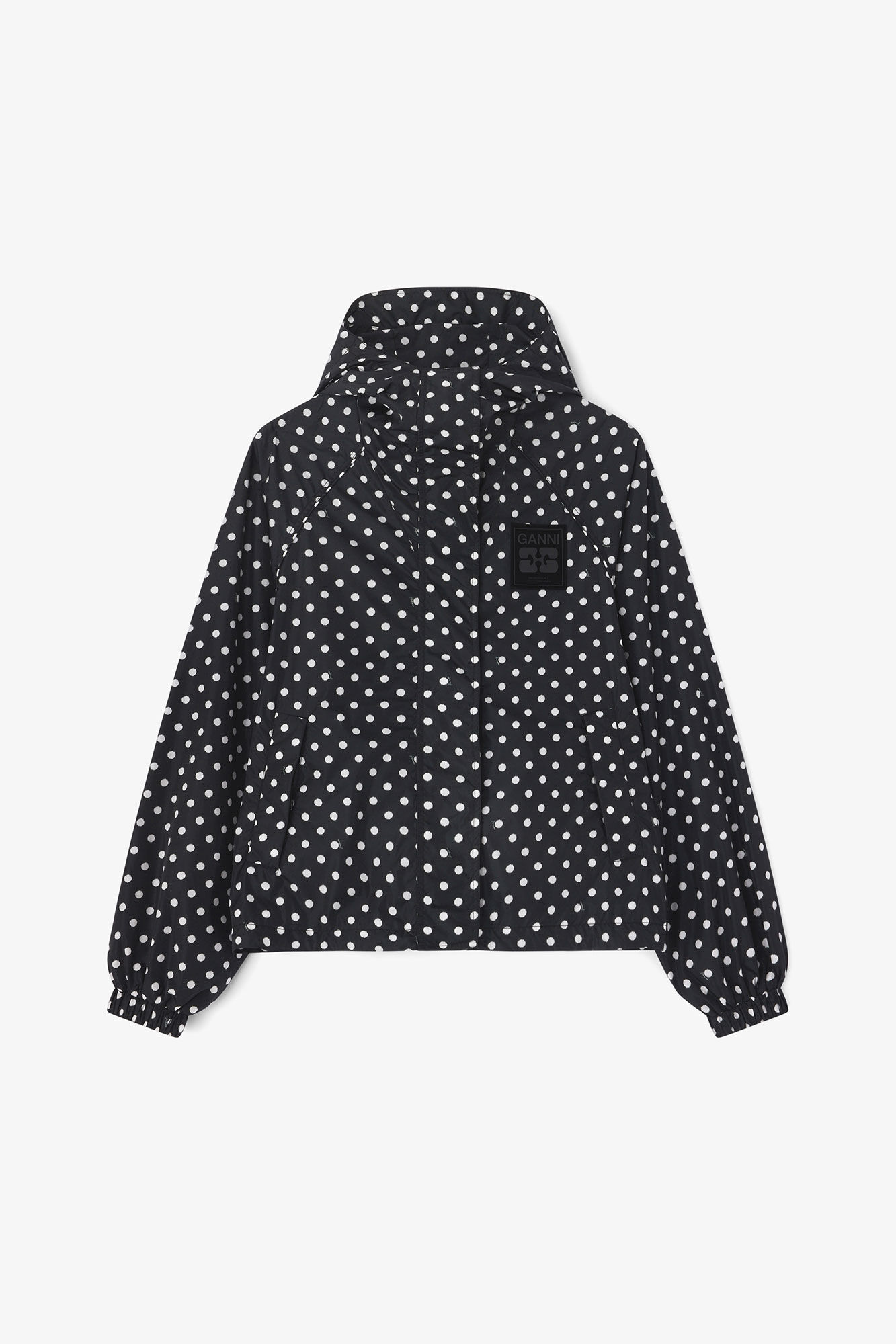 Printed Nylon Jacket, in colour Black - 1 - GANNI