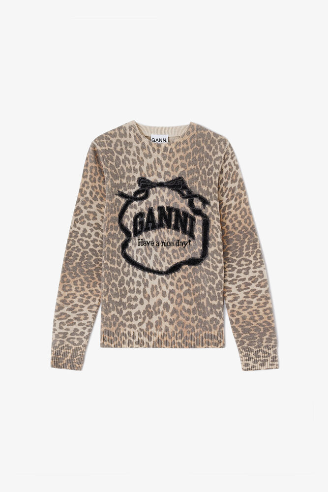 Graphic Wool Jumper, Leopard