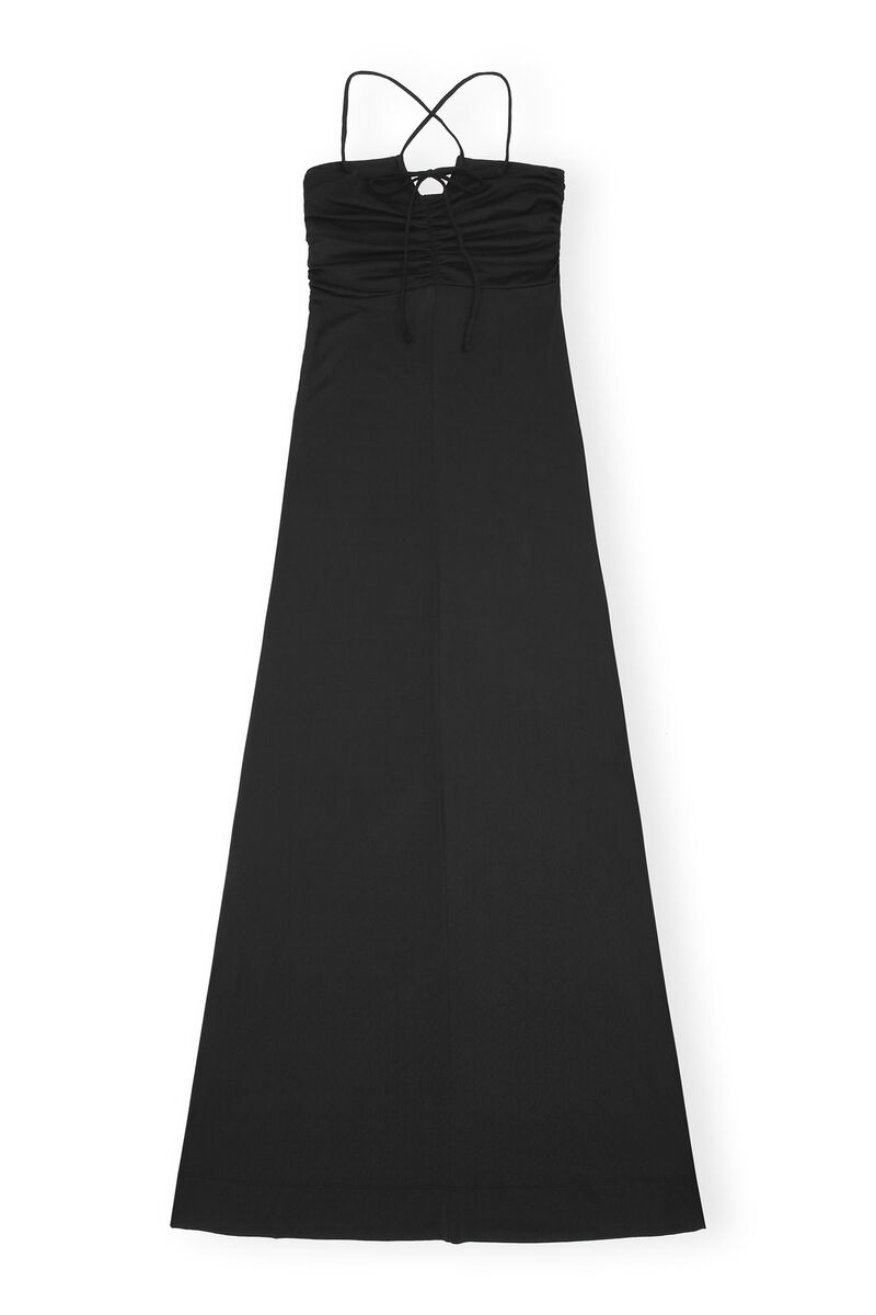 Shiny Crepe Jersey Maxikjole, Elastane, in colour Black - 2 - GANNI