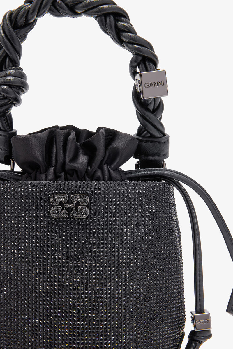 Black Mini Bou Bucket Bag, Recycled Polyester, in colour Black - 3 - GANNI