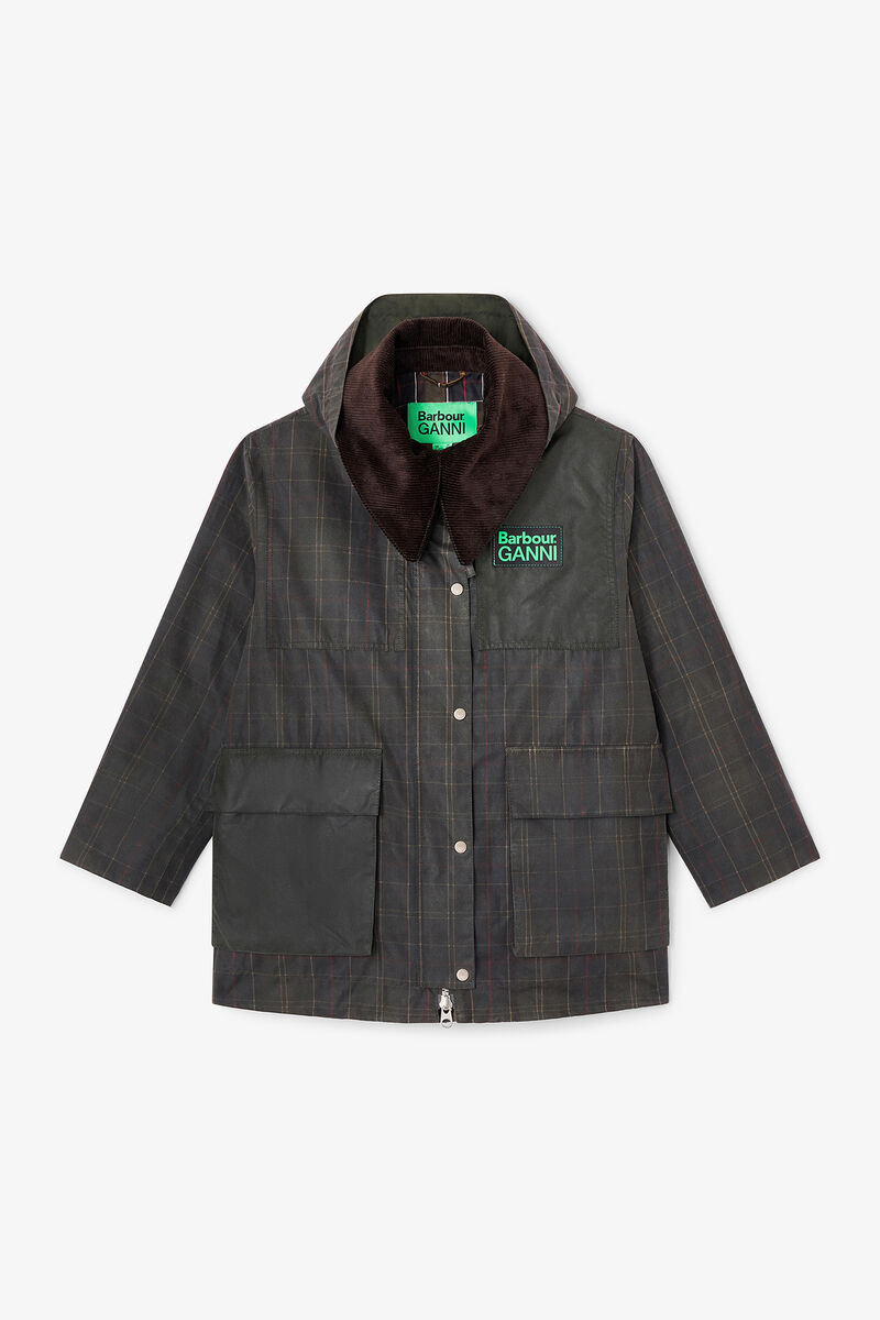 Waxed Jacket in Green, Cotton, in colour Dark Green - 1 - GANNI