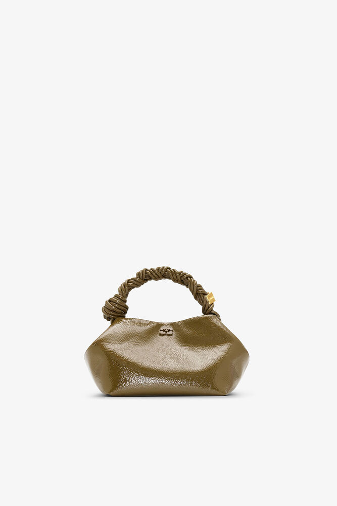 Olive Green Patent Small Bou Bag, Military Olive