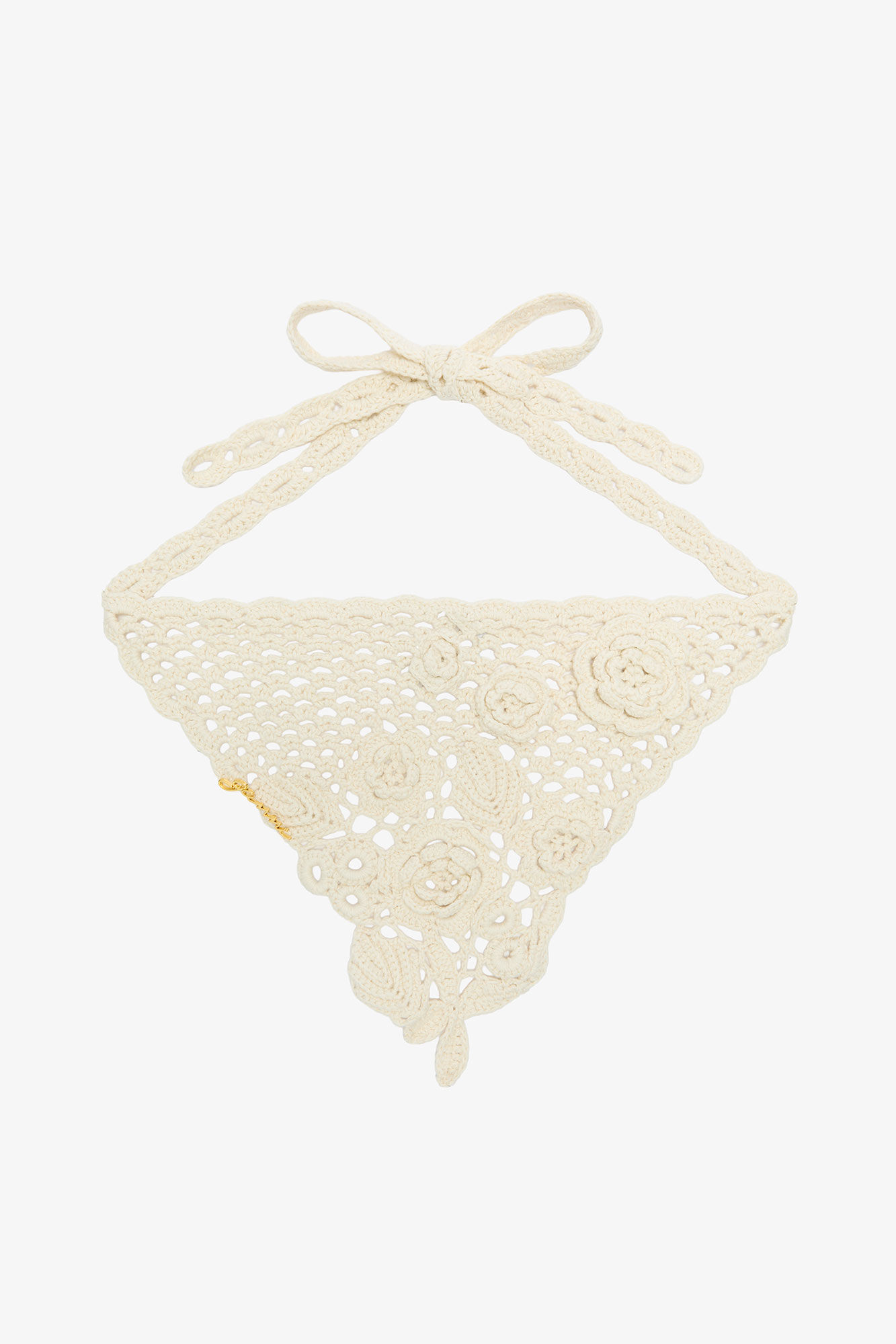 Head Scarf in Cotton Crochet, Organic Cotton, in colour Egret - 1 - GANNI