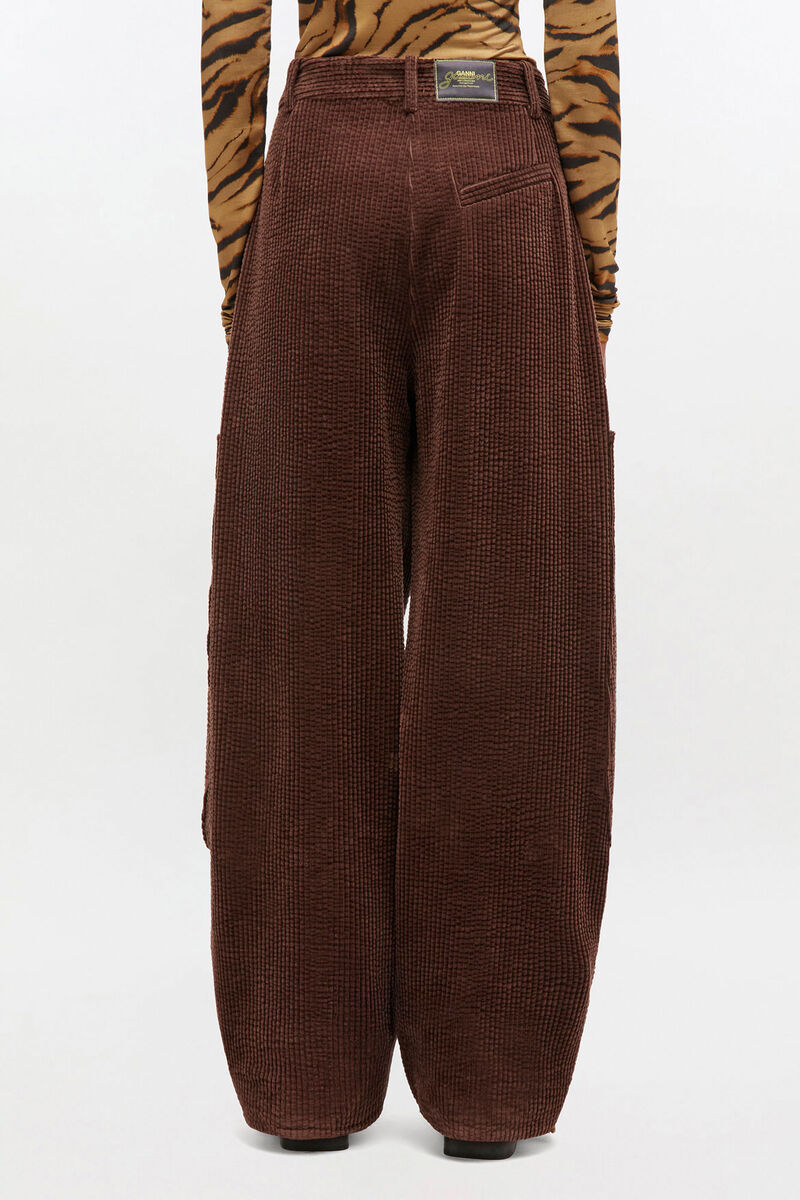 Brown Corduroy Pants, Cotton, in colour Chicory Coffee - 3 - GANNI