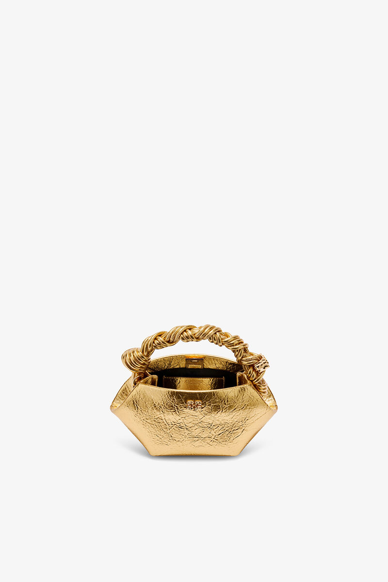 Mini sac Bou m&eacute;tallis&eacute;, Polyurethane, in colour Gold - 3 - GANNI