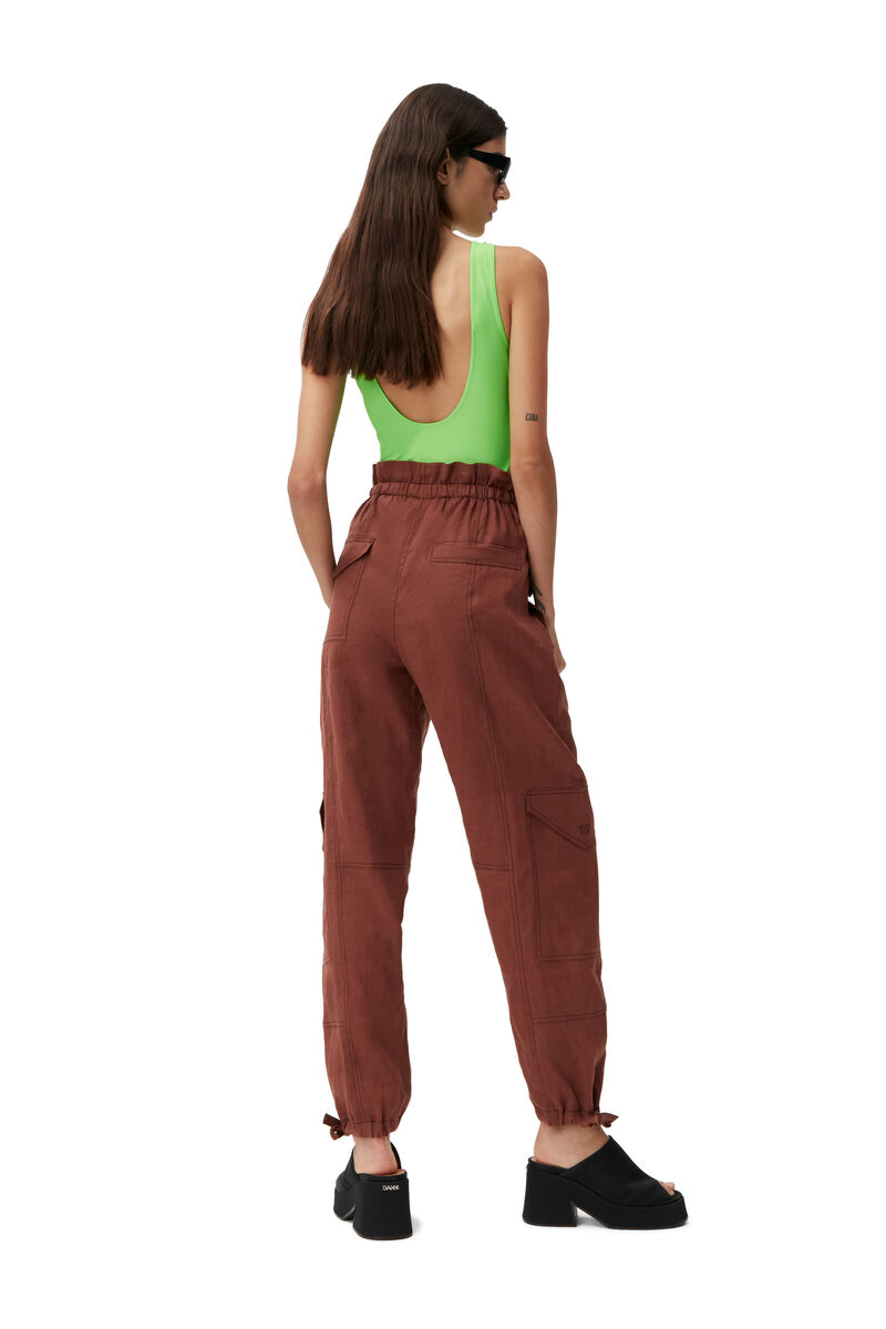 100% Hemp Cargo Trousers, Hemp, in colour Root Beer - 2 - GANNI