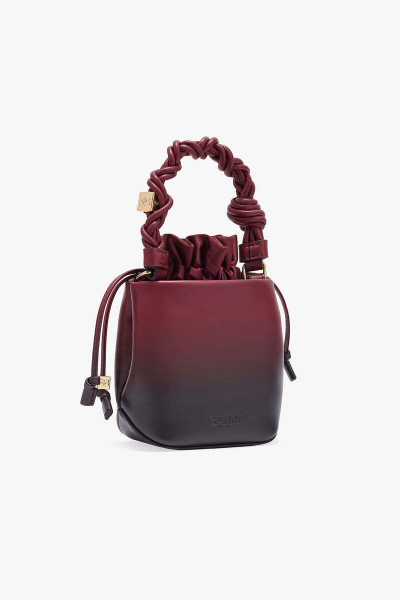 Red Gradient Mini GANNI Bou Bucket Bag, Polyester, in colour Tawny Port - 2 - GANNI