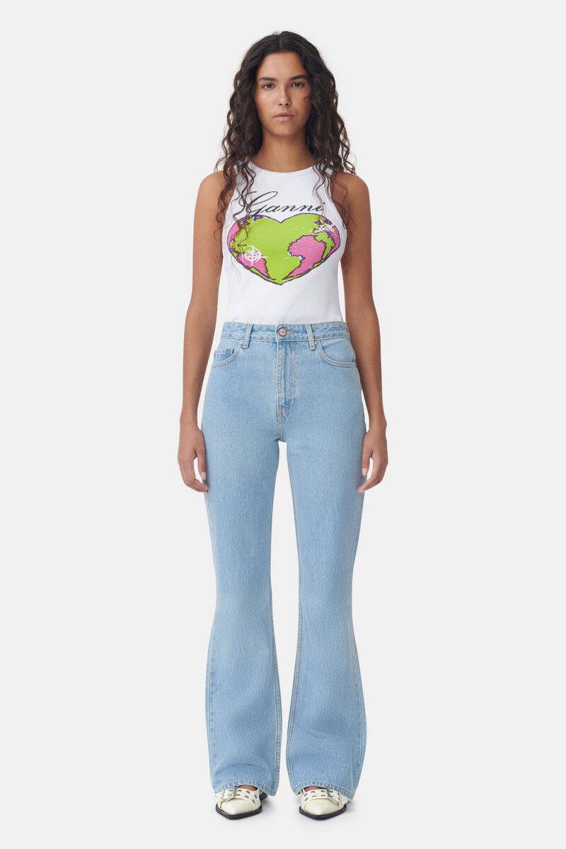 Rigid Denim Betzy, Cotton, in colour Light Blue Stone - 1 - GANNI
