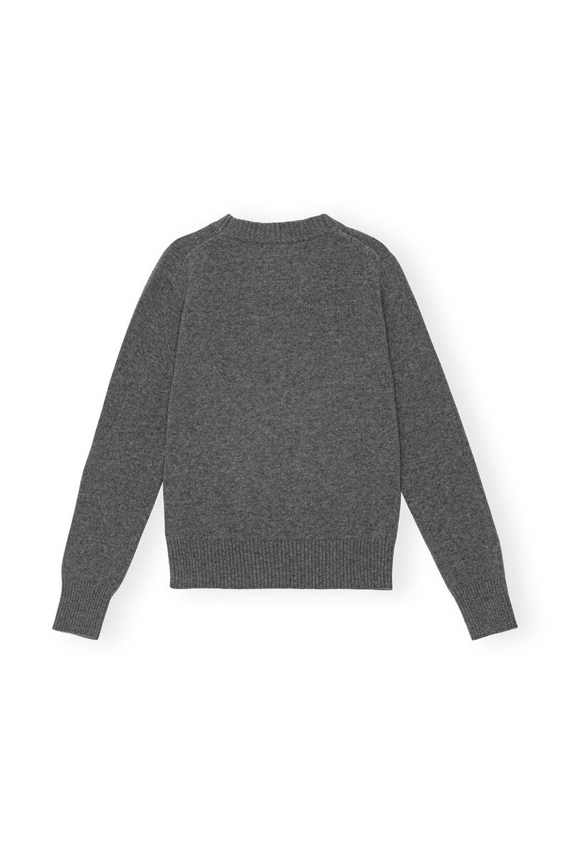 Graphic Strawberry O-neck Pullover, Recycled Polyamide, in colour Frost Gray - 2 - GANNI