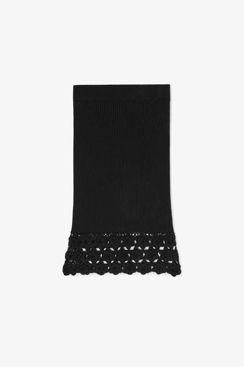 Skirt in Cotton Crochet, Organic Cotton, in colour Black - 1 - GANNI