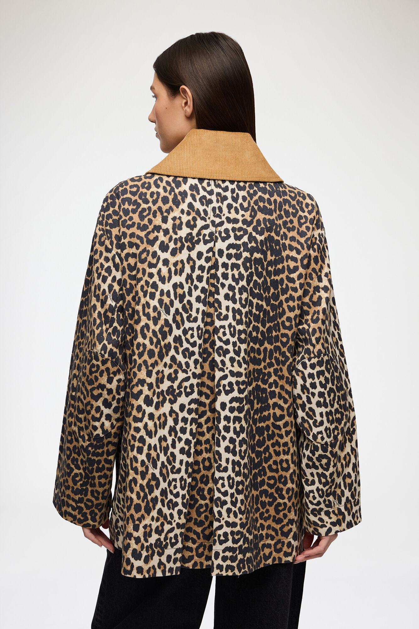 Leopard Printed Canvas Midi Jacket | GANNI US