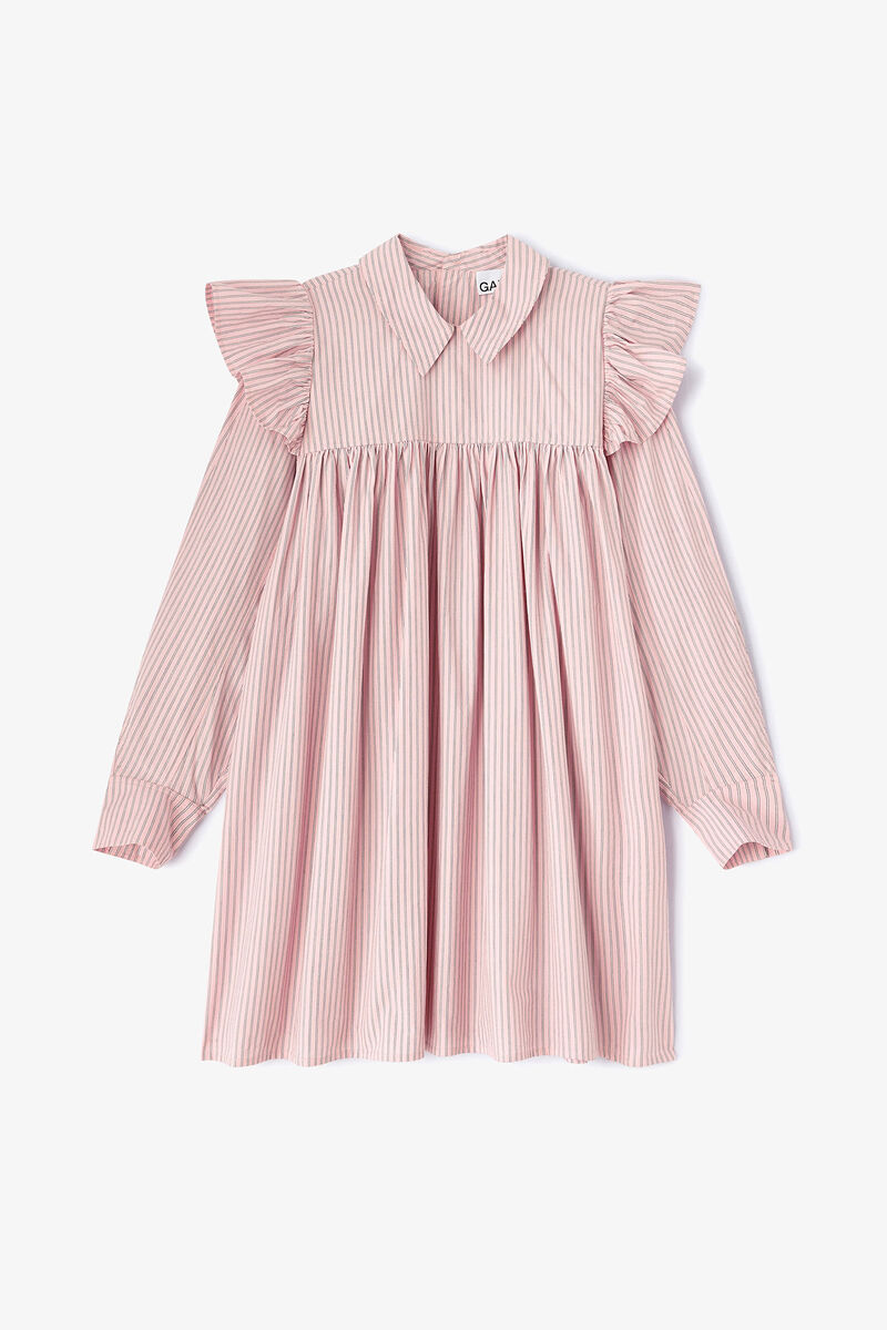Pink Mini Shirt Dress, Organic Cotton, in colour Chalk Pink - 1 - GANNI