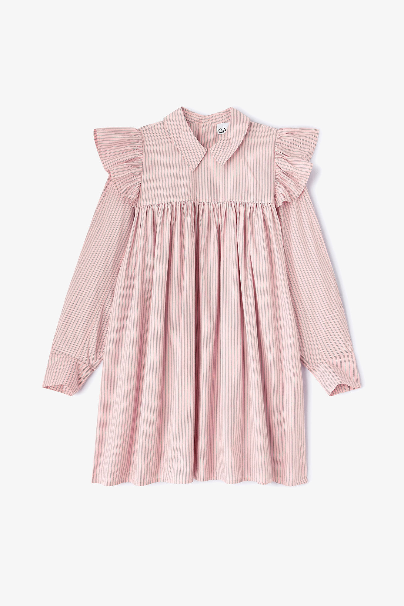 Pink Mini Shirt Dress, Organic Cotton, in colour Chalk Pink - 1 - GANNI