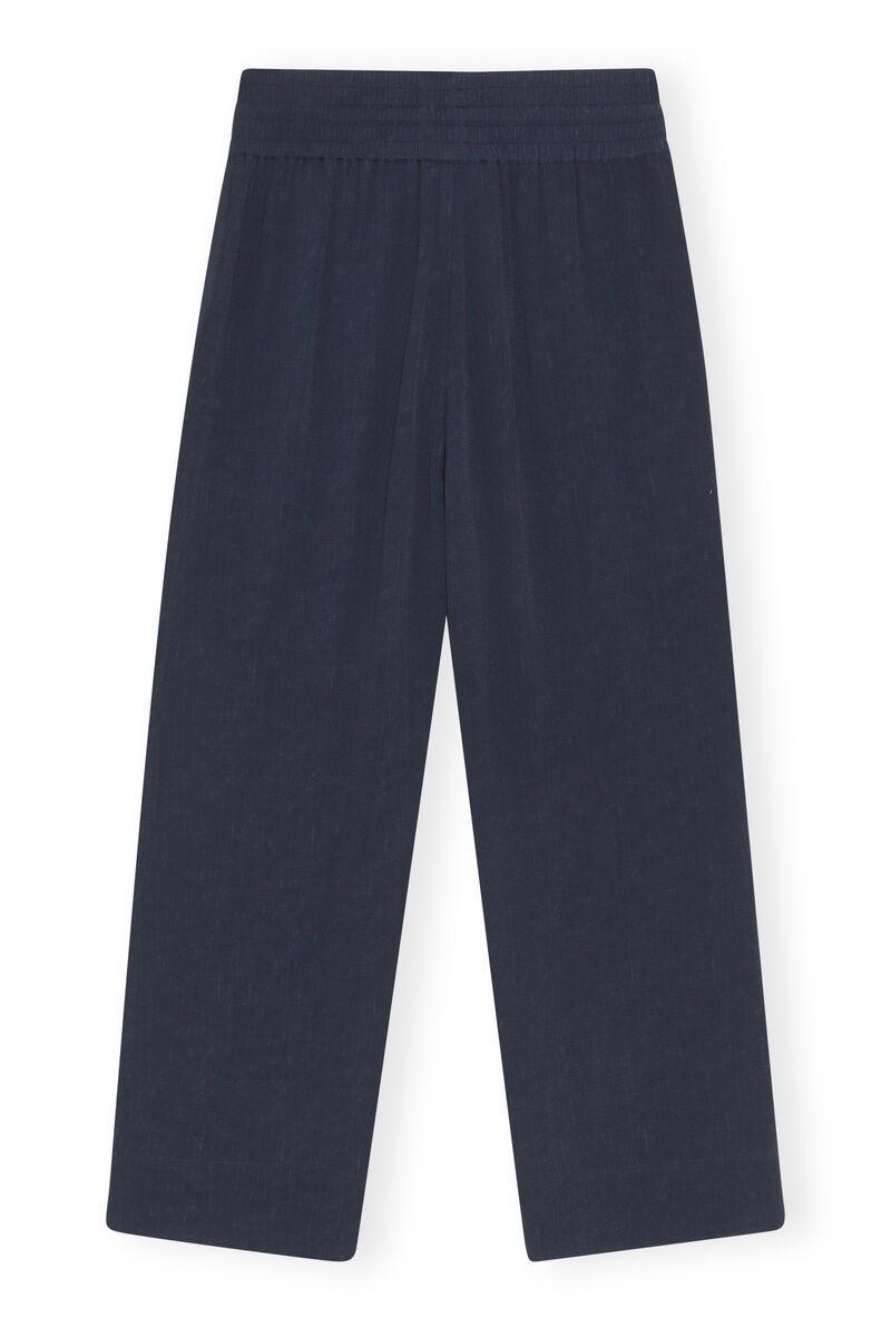 Cropped Trousers, Viscose, in colour Sky Captain - 2 - GANNI