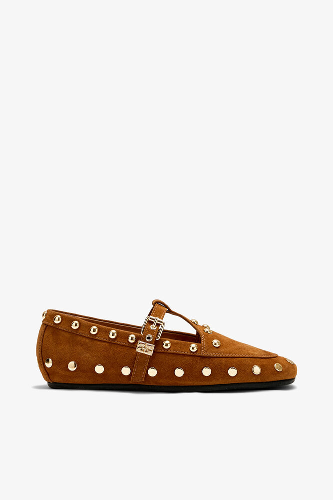 Mary Jenny Moccasins in Suede, Caramel Cafe