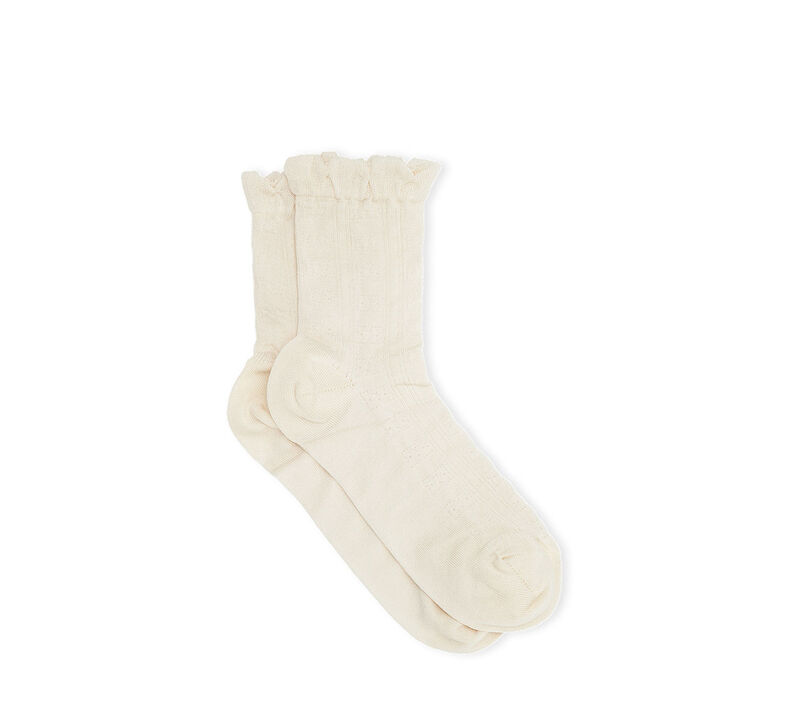 Egret Short Ruffle Socks, Elastane, in colour Egret - 1 - GANNI