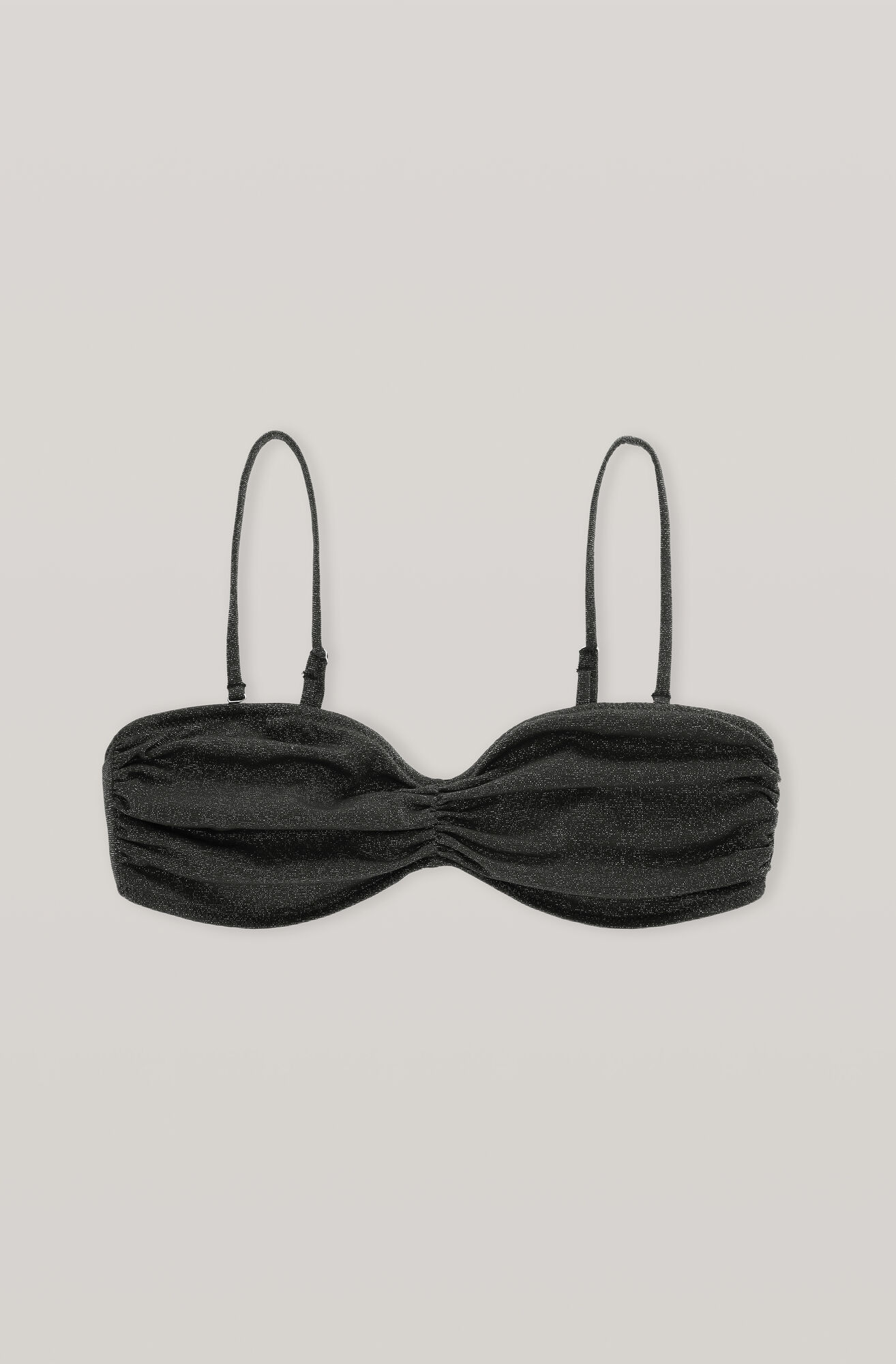Glitter Swim Bandeau Bikini Top, in colour Black - 1 - GANNI