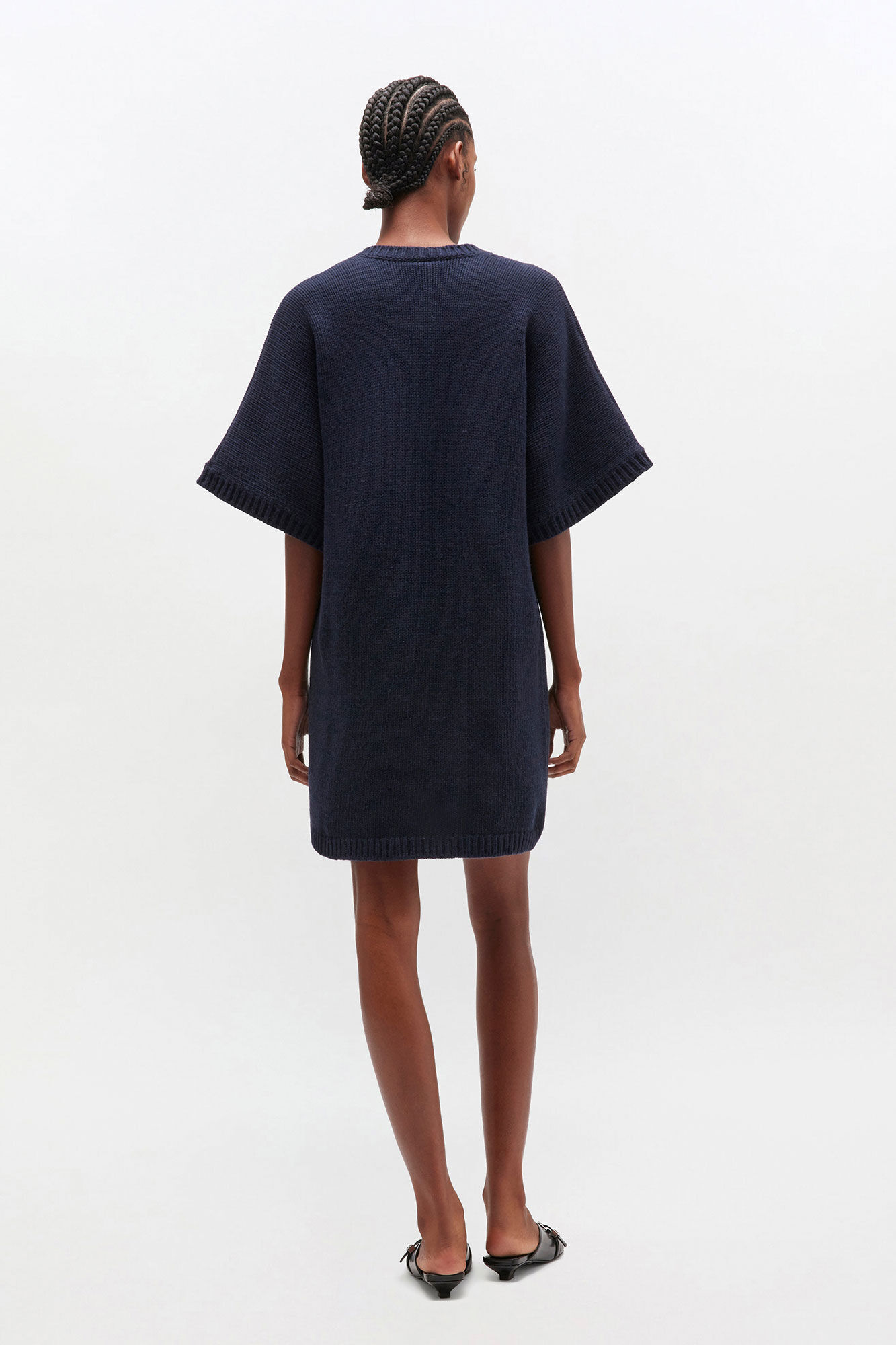 Dark Blue Wool Mix Dress, Recycled Polyamide, in colour Sky Captain - 2 - GANNI