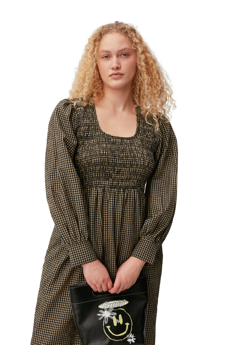 Seersucker Maxi Dress, Cotton, in colour Gingham Starfish - 6 - GANNI