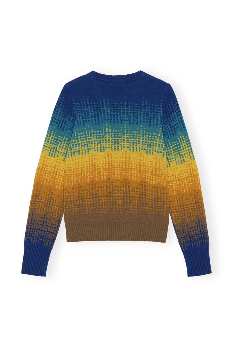 Graphic Wool Pullover, Recycled Polyamide, in colour Cloisonne - 2 - GANNI