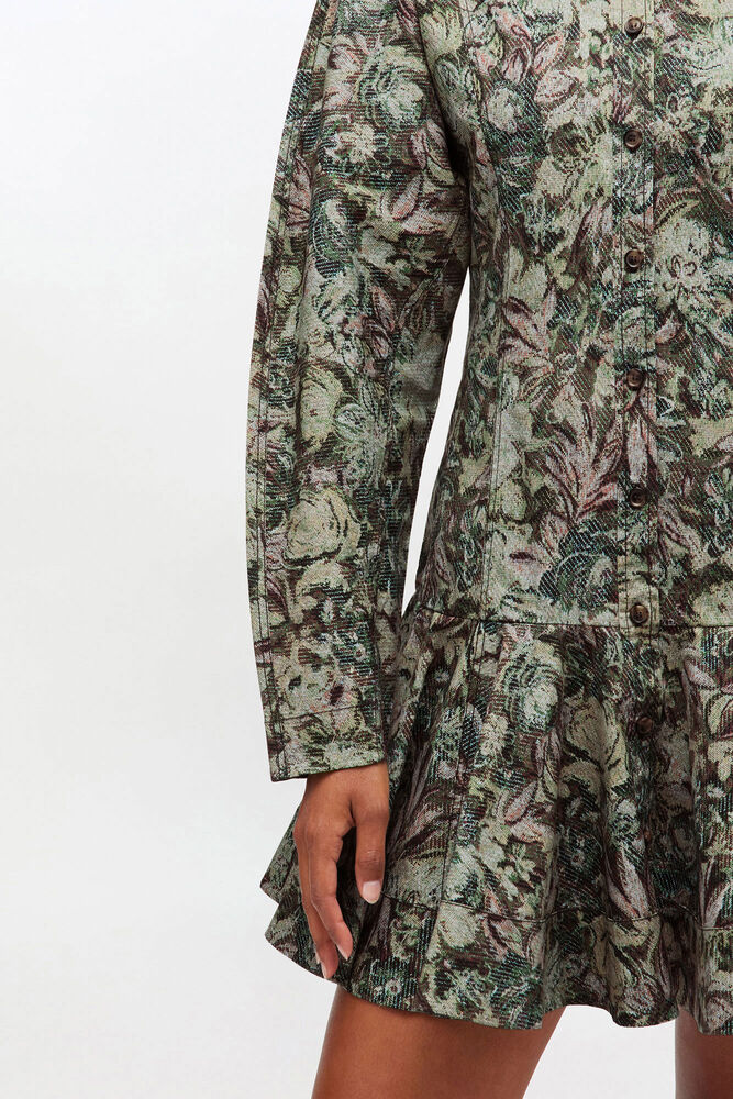 Tapestry Floral Shirt Dress, Jadeite