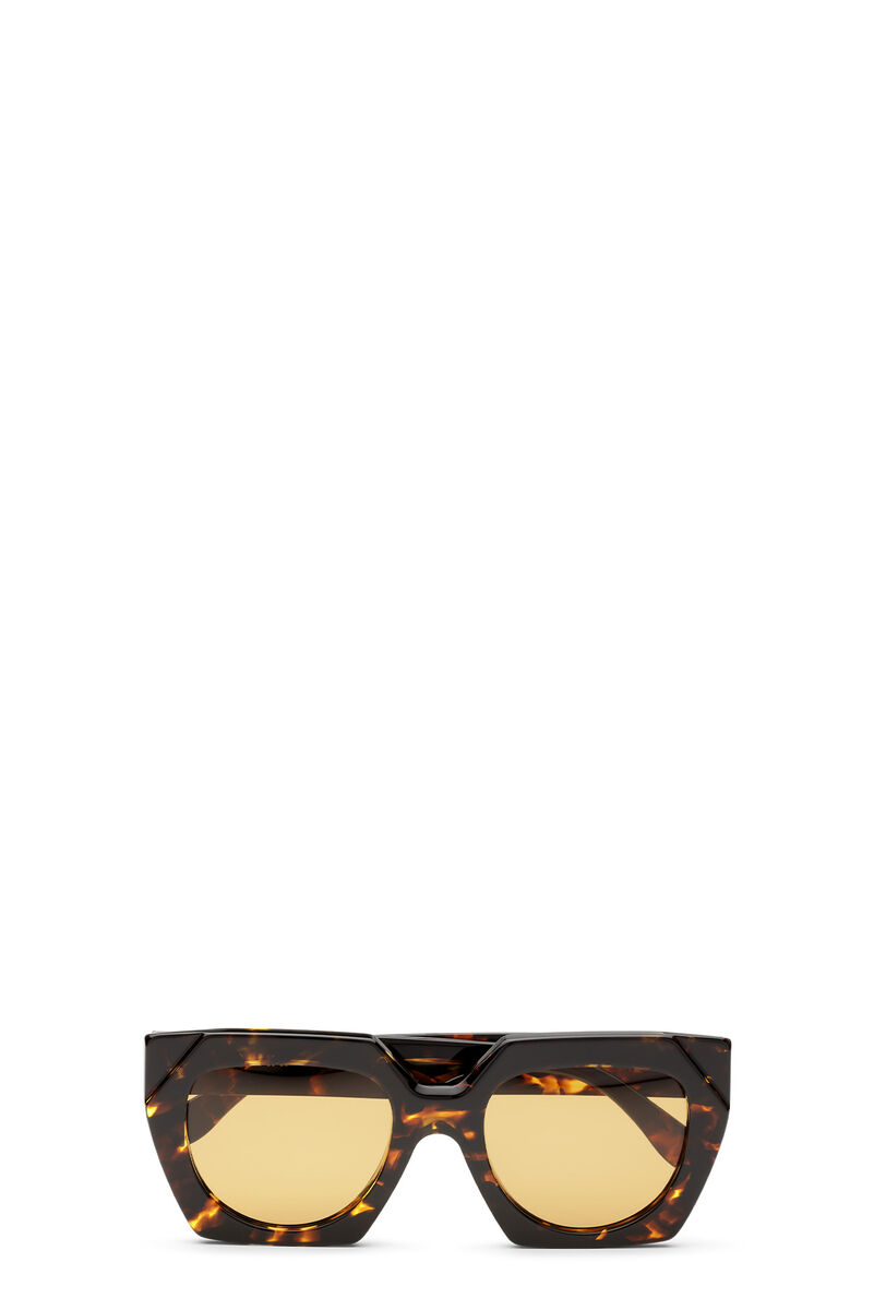 Braune überdimensionale Sonnenbrille, in colour Brandy Brown - 1 - GANNI