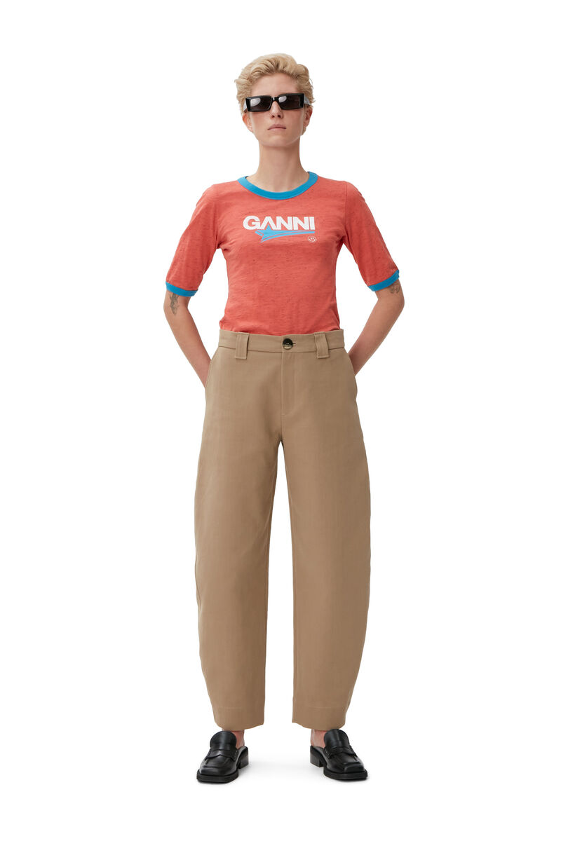 Cotton Suit Trousers, Cotton, in colour Petrified Oak - 3 - GANNI