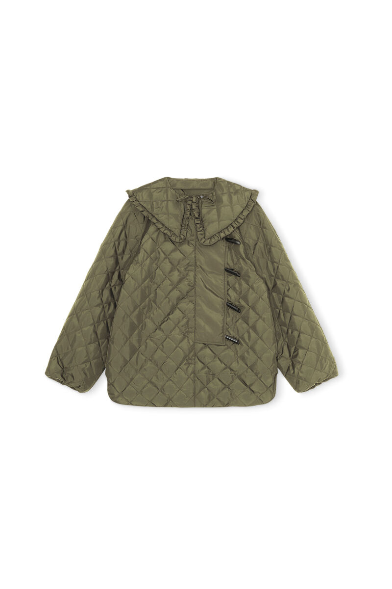 Tech-fabric Collared  Jacke, Polyester, in colour Kalamata - 1 - GANNI