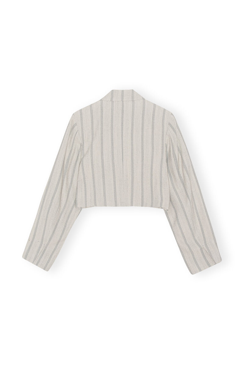 Dobbeltknappet croppet blazer, LENZING™ ECOVERO™, in colour Phantom Stripe - 2 - GANNI