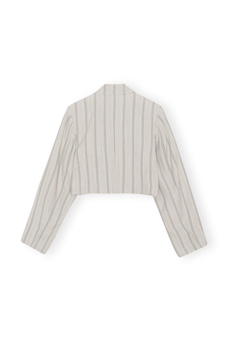 Cropped Blazer, LENZING™ ECOVERO™, in colour Phantom Stripe - 2 - GANNI