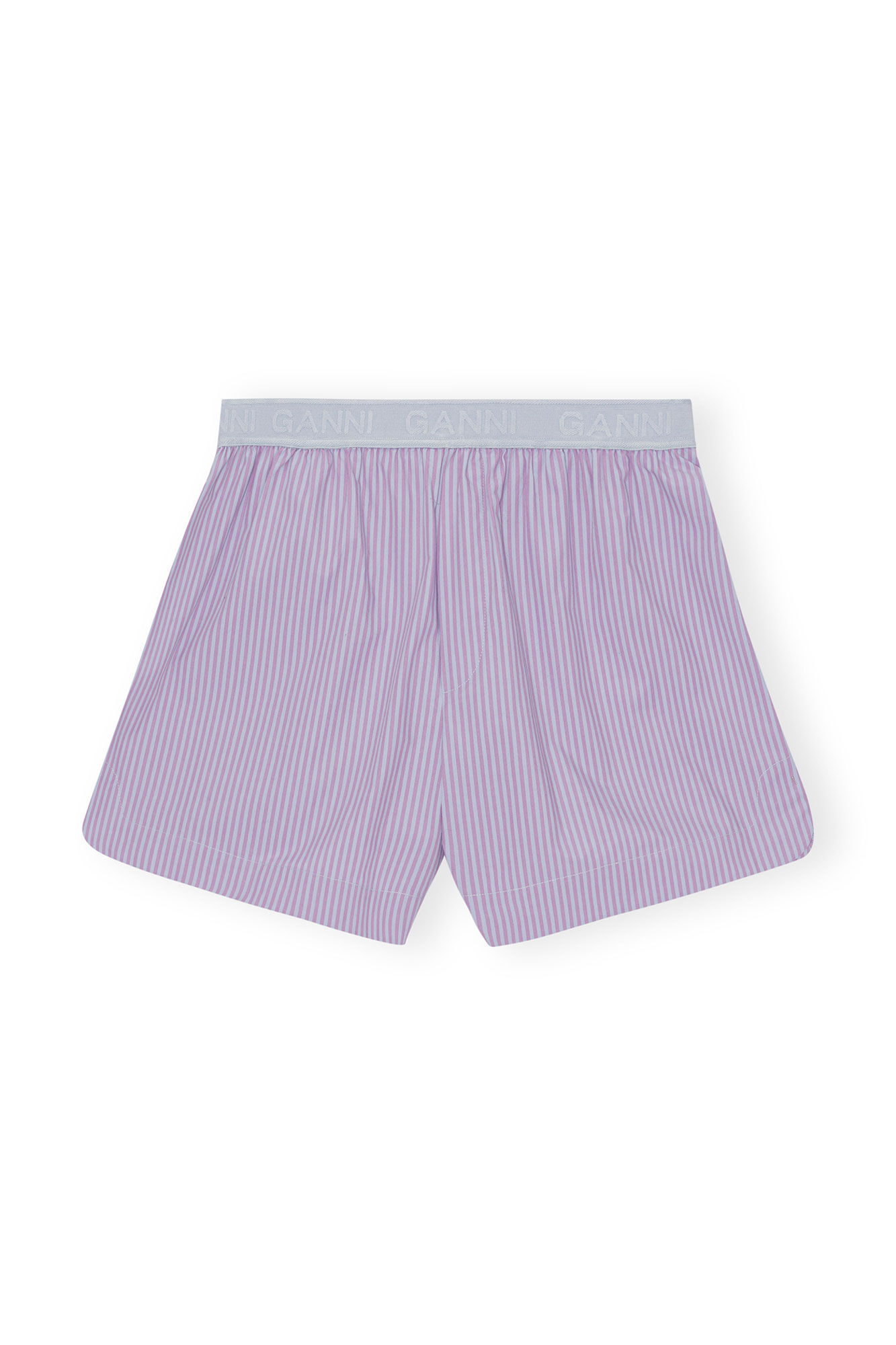 Stripe Cotton Elastic Shorts, Cotton, in colour Forever Blue - 1 - GANNI
