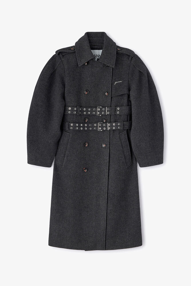 Grey Wool Trench Coat, Phantom